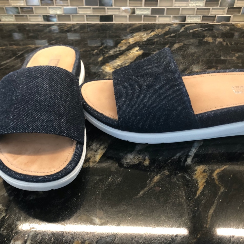 Fitflop Women Sandal Loosh Luxe Slide Size 6 Blue Denim - Picture 5 of 10